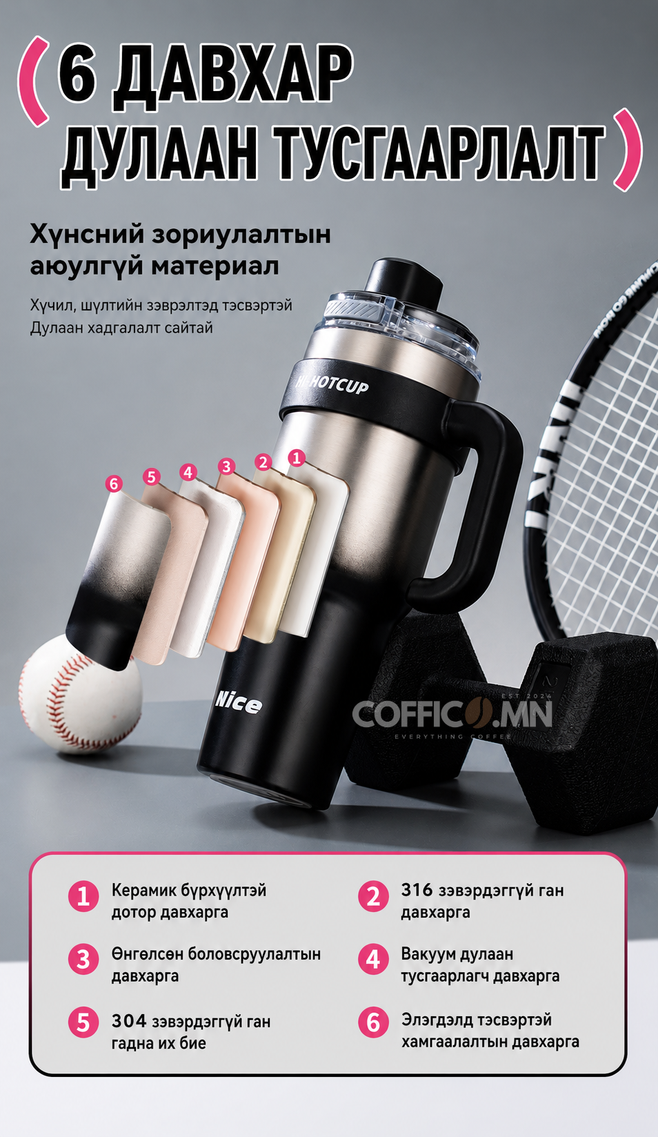 COFFICO® 1200ml TRAVEL TUMBLER